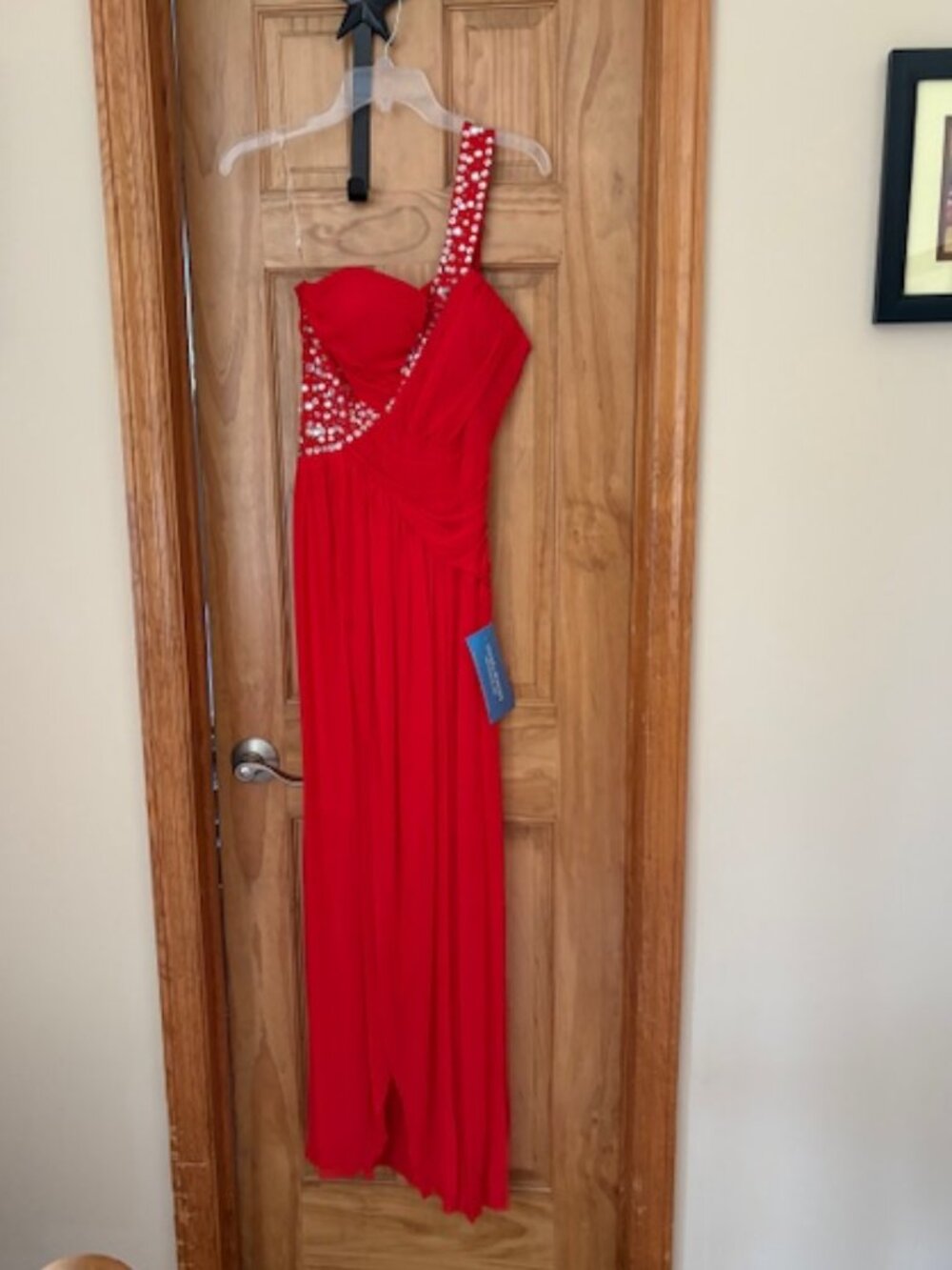 NWT Daisy red one shoulder prom gown